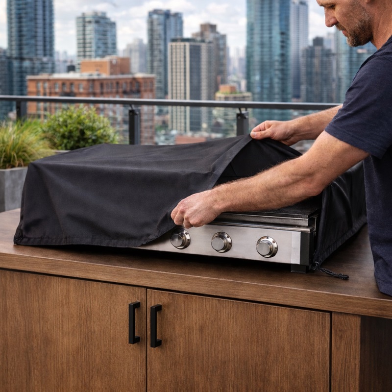 installation housse sur mesure protection grill